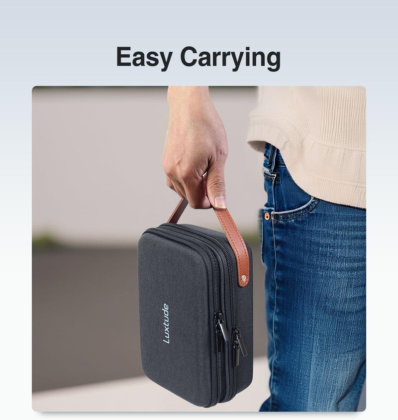 Luxtude Electronic Organizer Travel Case, Portable Tech Organizers, Hard Charger Organizer, Travel Cable Organizers, Tech Bag (Double Layer, Black, Medium) - Image 5